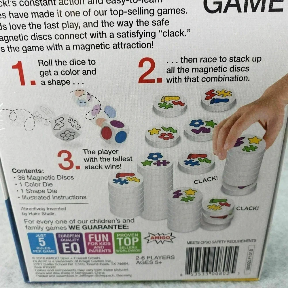 Clack Game Kids Family Fun Night Magnetic Stacking Disks Activity‎ Amigo New